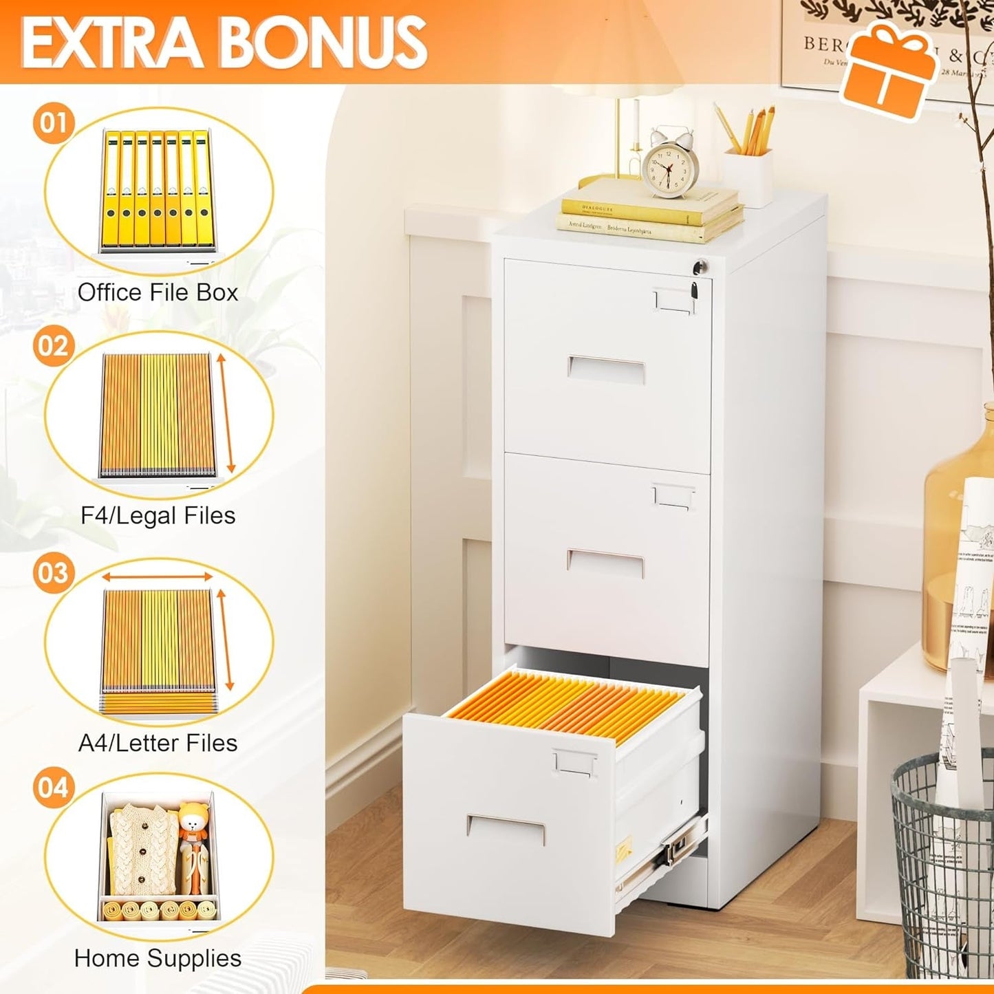 3 Drawer Mobile/Vertical File Cabinet for Home Office