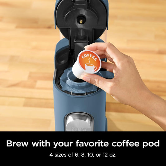 Cafetière bleue à dose unique, compatible K-Cup, réservoir de 1,6 l, 6 à 68 cl, format compact