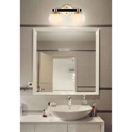 Cecil Globe Metal/Frosted Glass Modern Contemporary LED Vanity, by JONATHAN Y