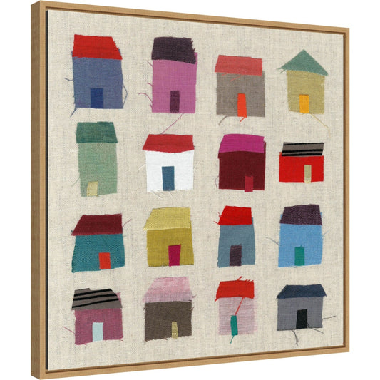 Houses by Jenny Frean Framed Canvas Wall Art Print - Sylvie Maple
