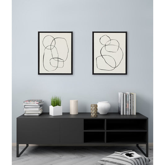 Kate and Laurel Sylvie Modern Circles Framed Canvas Set by Teju Reval