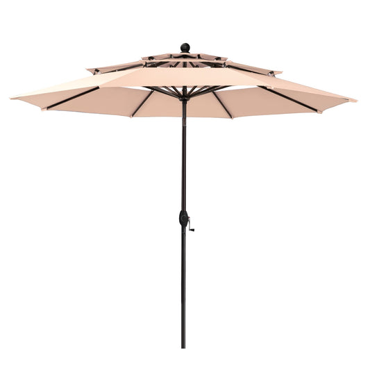 MAISON ARTS 10ft 3 Tiers Vented Patio Outdoor Umbrella with Auto-tilt and Crank Lift
