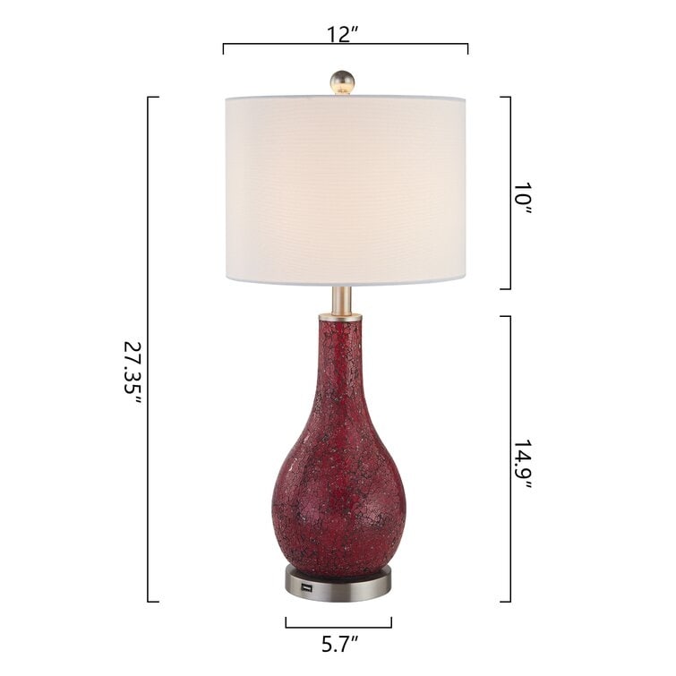 25.25 Glass Table Lamp Set with USB (Set of 2)