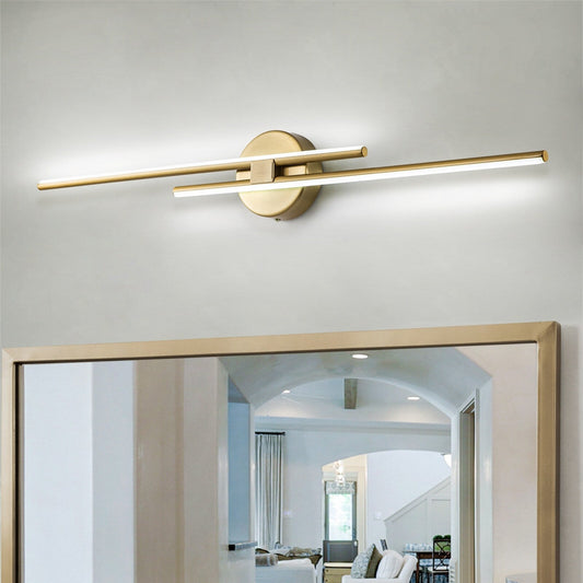Minimalist 2-Light Dimmable LED Vanity Light Linear Metal Wall Sconce