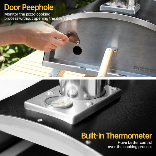 Four à pizza extérieur au feu de bois, four à pizza portable avec pelle à pizza et sac de transport - 16 pouces