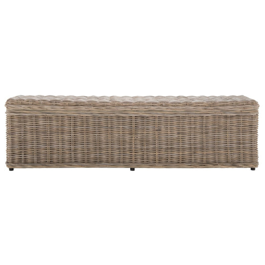 Coffre de rangement en rotin naturel gris Marcelien de SAFAVIEH - 63 x 18,1 x 18,7 - 63 L x 18 P x 19 H
