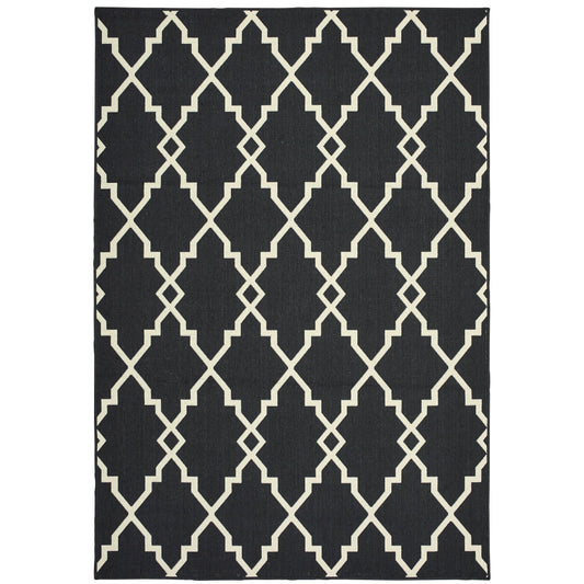Vista Home Malta Lattice Black/ Off-White Indoor Outdoor Area Rug.