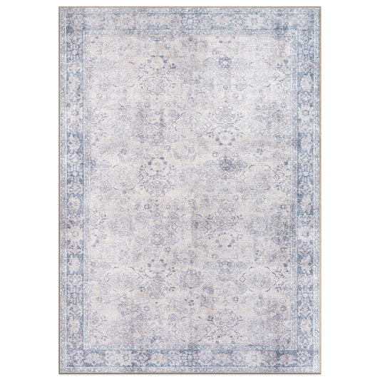 World Rug Gallery Transitional Bordered Vintage Machine Washable Non Slip Area Rug