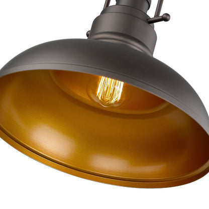 1-Light Industrial Farmhouse Metal Dome Pendant Light, Oil Rubbed Bronze Finish