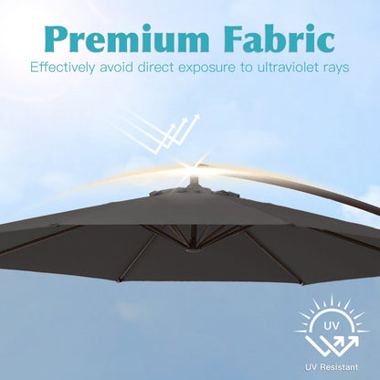 Parasol déporté à manivelle en acier de 10 pieds avec base lestée