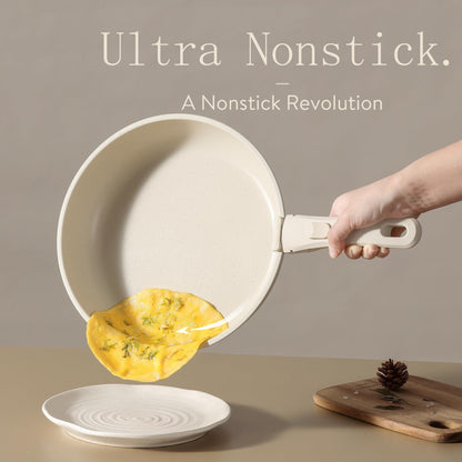 Ensemble de 11 casseroles et poêles antiadhésives avec poignée amovible, ustensiles de cuisine à induction antiadhésifs avec poignée amovible