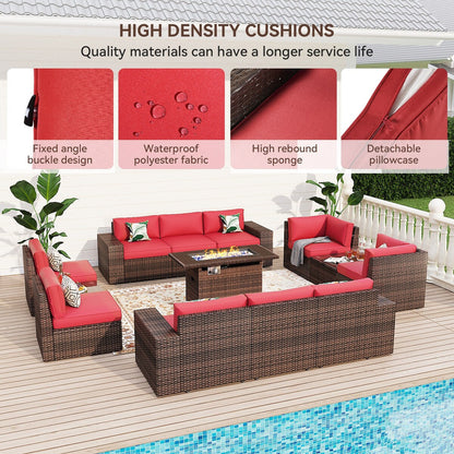 Ensemble de meubles de patio 13 pièces avec table de foyer 44