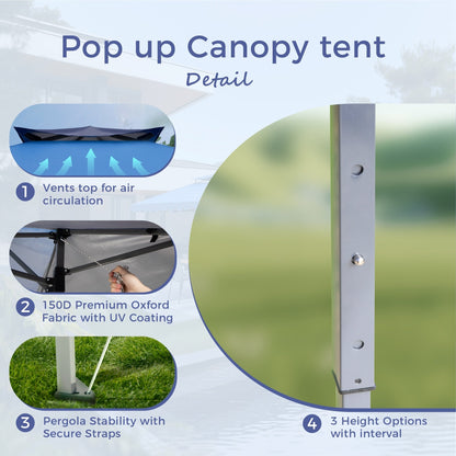 Gazebo de jardin renforcé escamotable avec rideau d'angle élégant - 13 x 13 pi