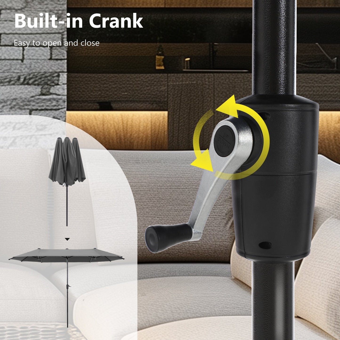 MAISON ARTS 13ft Double -Sided Patio Umbrella Extra Large with Crank