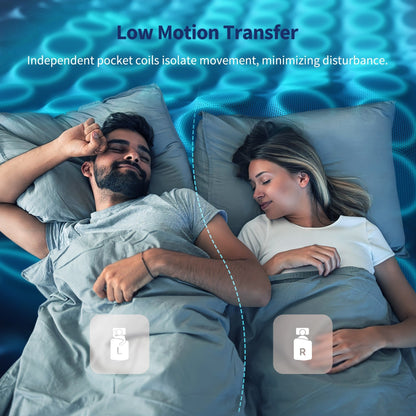 Matelas hybride 14 - Mousse à mémoire de forme en gel de charbon de bambou et ressorts ensachés à 7 zones, fermeté moyenne, essai de 100 nuits