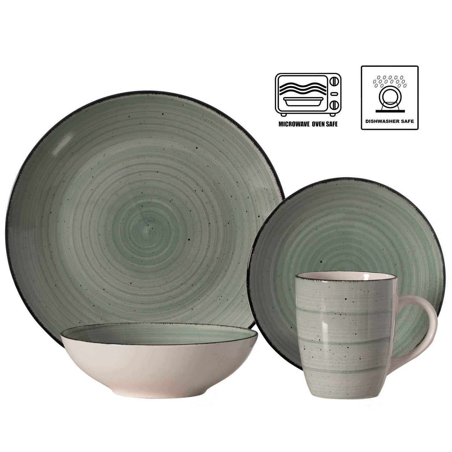 Dinewares Spin Wash Dinnerware Dish Set, Mugs, Salad and Dinner Plates and Bowls Sets, High Quality Dishes
