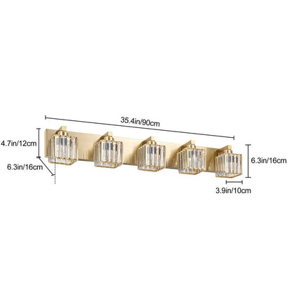 2/3/4/5 Light Bathroom Vanity Light Wall Sconce with Crystal Shade