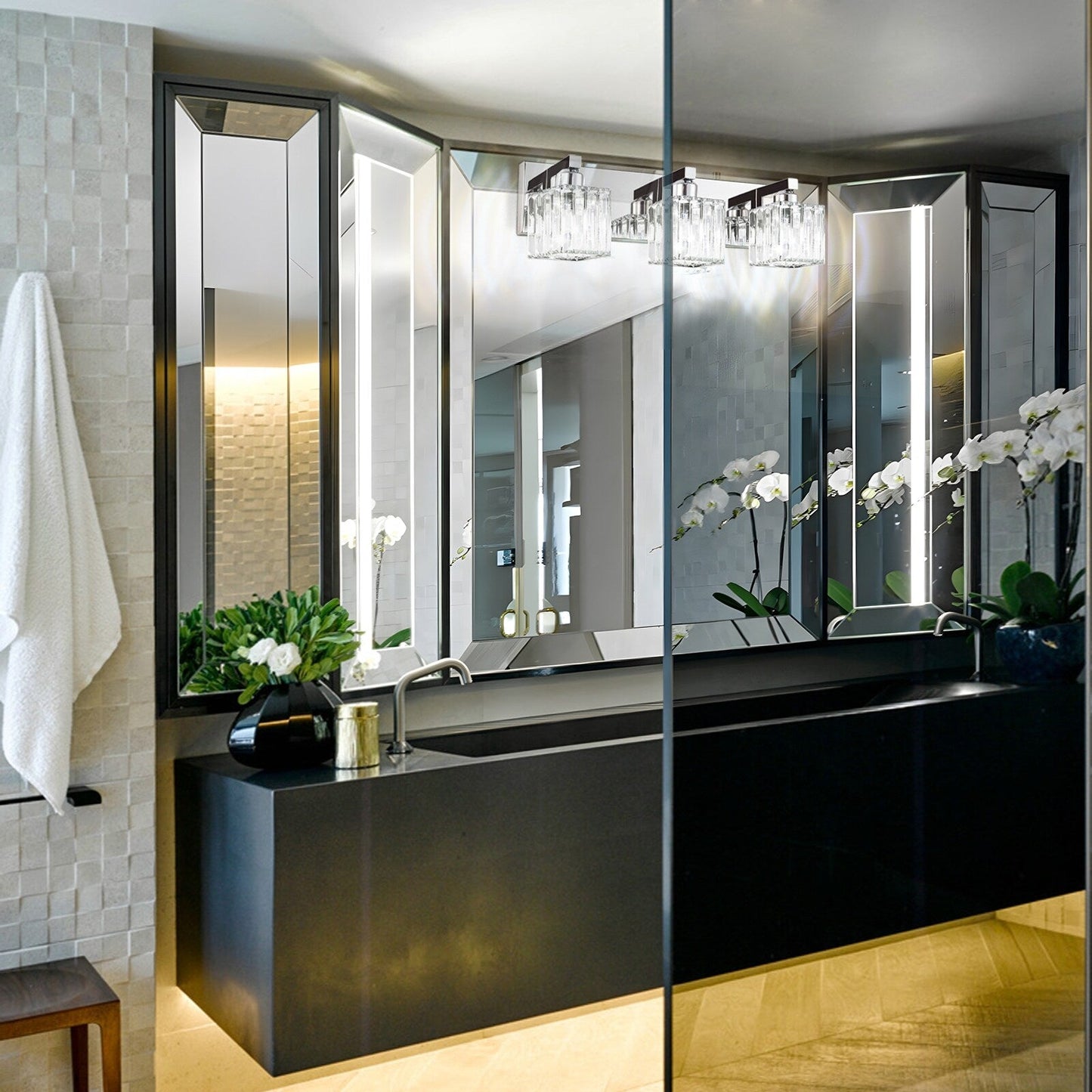 2/3/4/5 Light Bathroom Vanity Light Wall Sconce with Crystal Shade