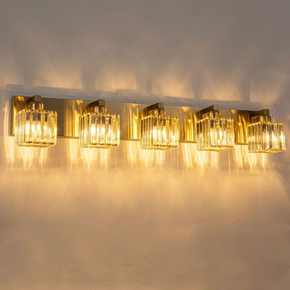 2/3/4/5 Light Bathroom Vanity Light Wall Sconce with Crystal Shade