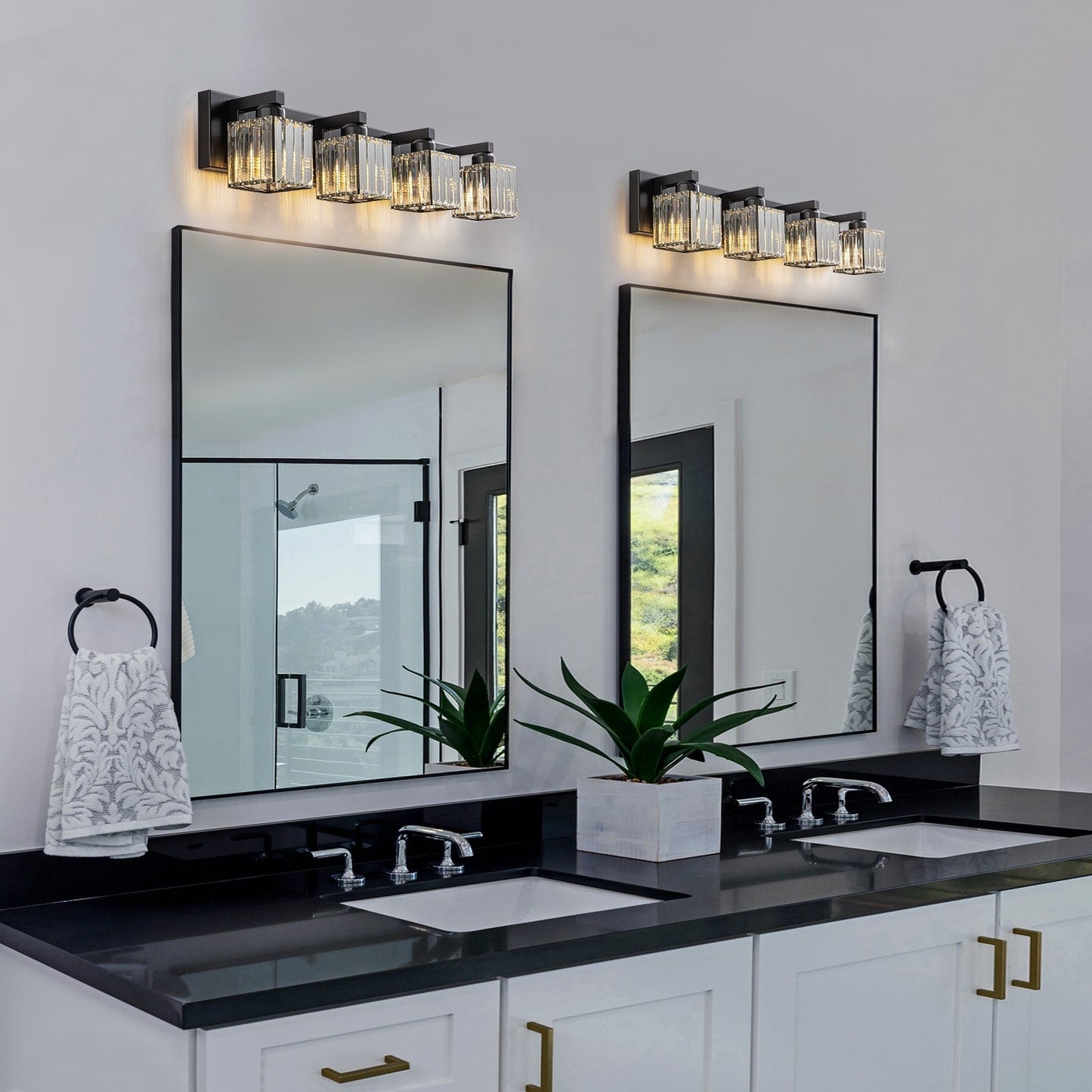 2/3/4/5 Light Bathroom Vanity Light Wall Sconce with Crystal Shade