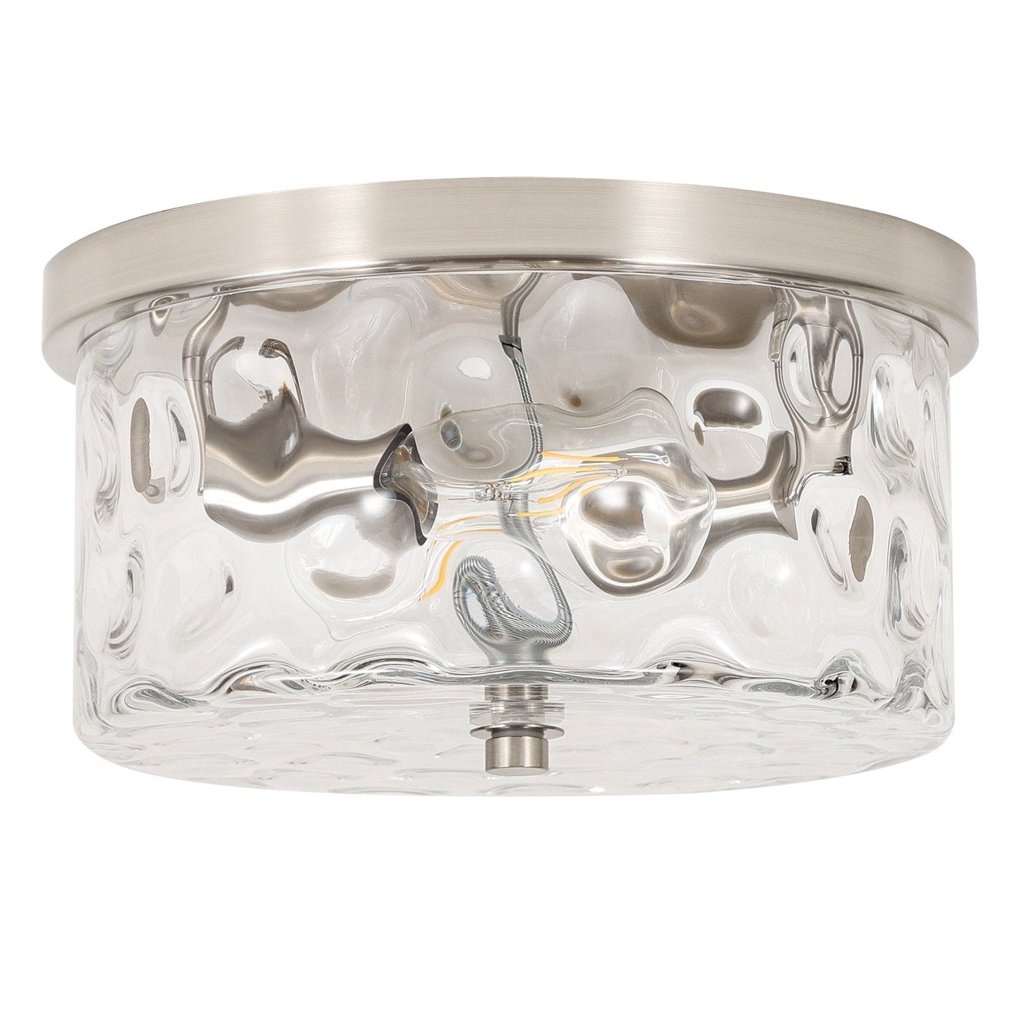 2-Light Flush Mount Ceiling Light with Clear Hammered Glass