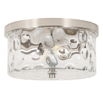 2-Light Flush Mount Ceiling Light with Clear Hammered Glass