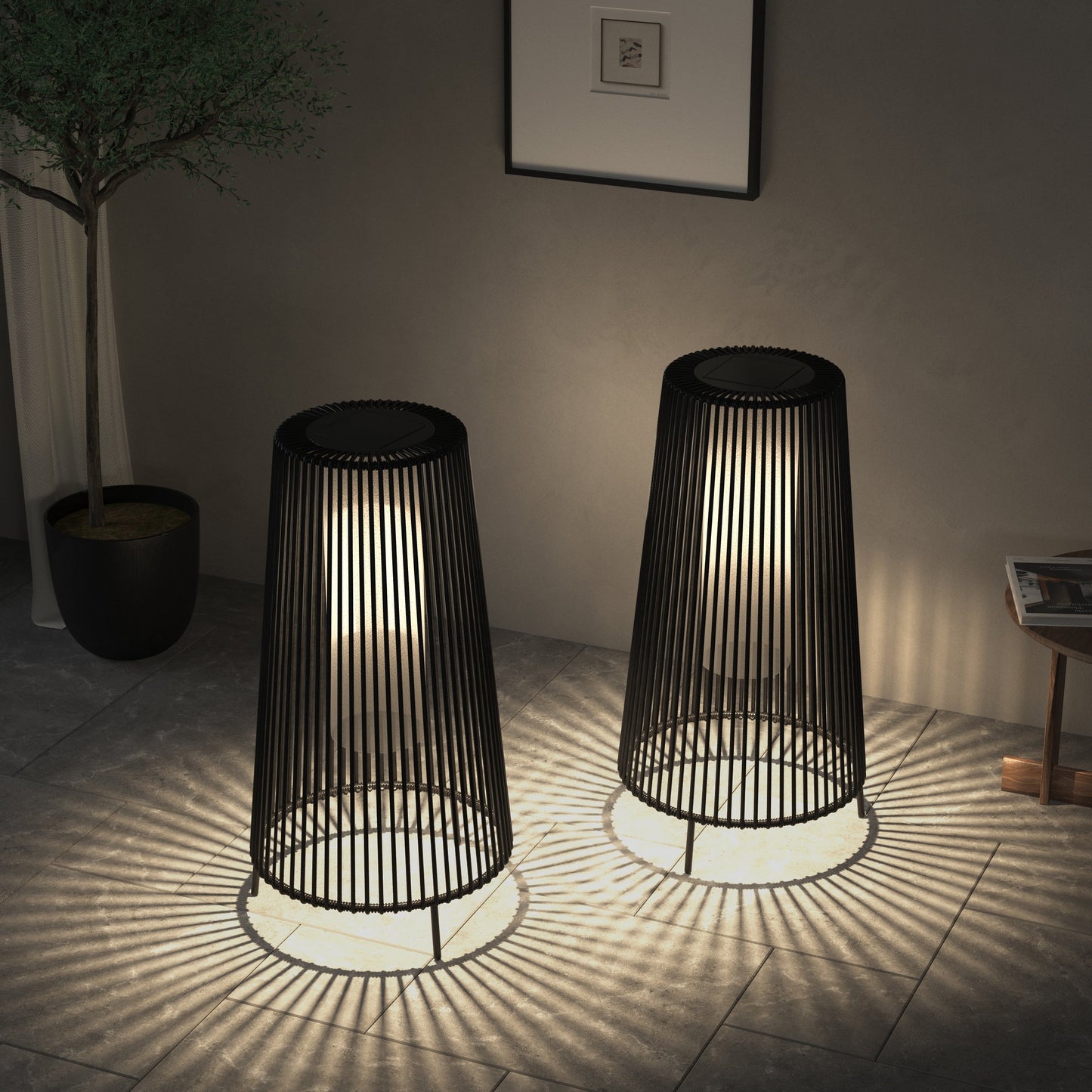 2 Pack Outdoor Solar Light Floor Lamps