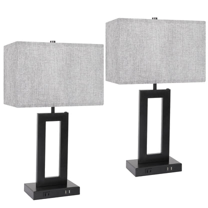 22 Gray USB Table Lamp Set With Touch Control