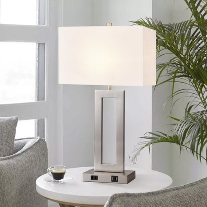 22 Gray USB Table Lamp Set With Touch Control