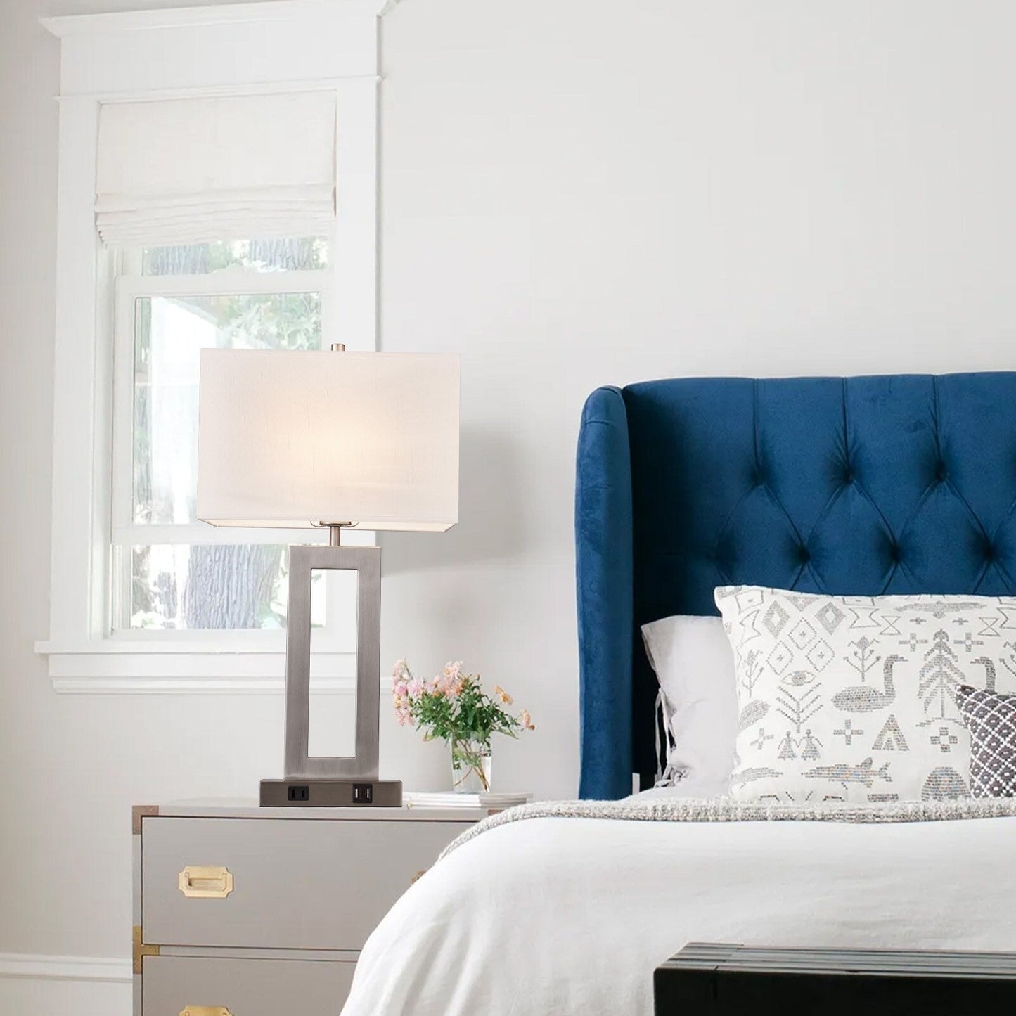 22 Gray USB Table Lamp Set With Touch Control