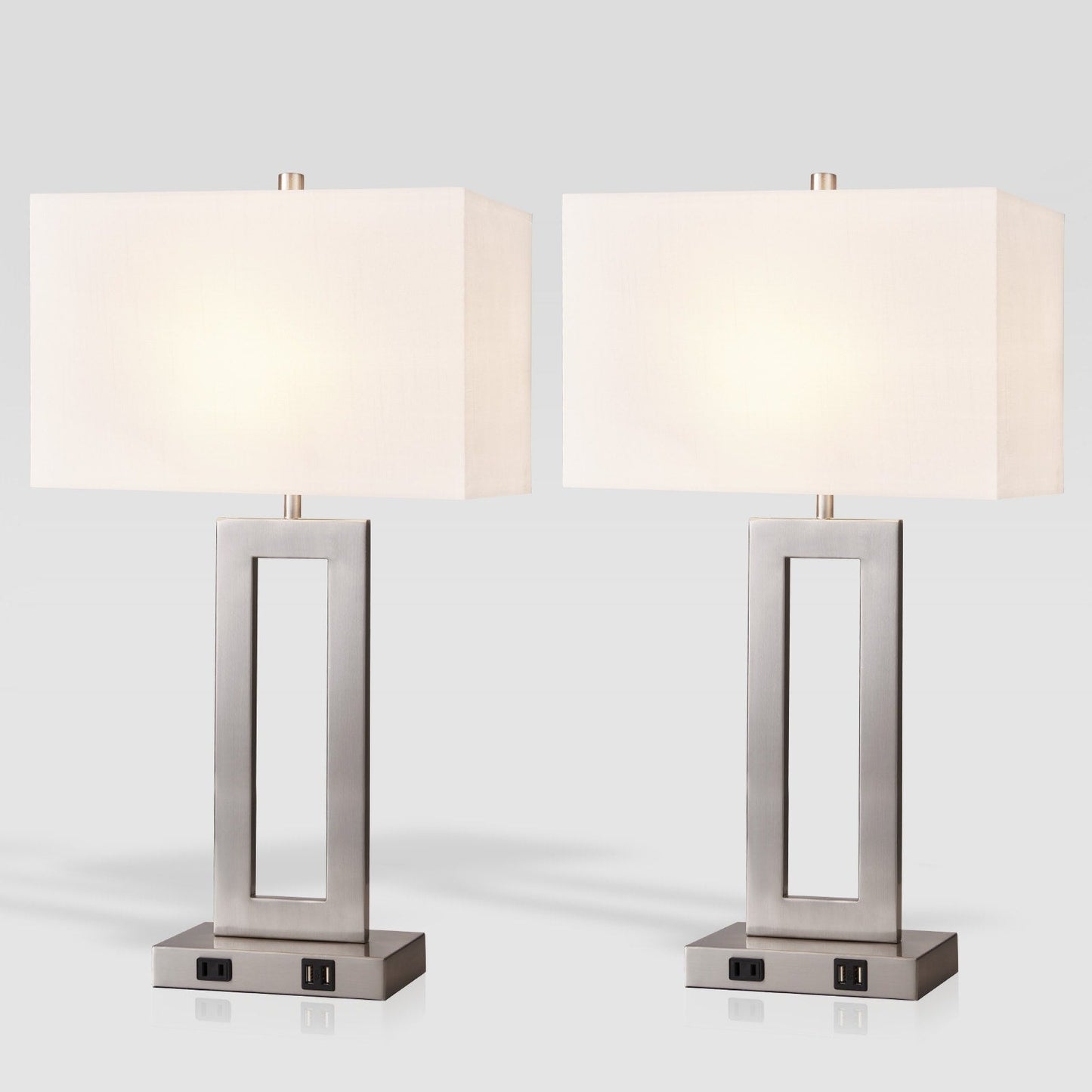 22 Gray USB Table Lamp Set With Touch Control