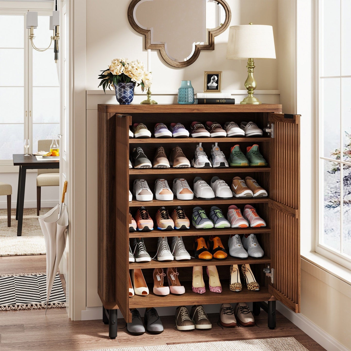 Meuble de rangement à chaussures 24 paires avec porte pour entrée et salon