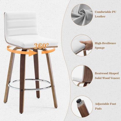 Tabourets de bar/comptoir pivotants en similicuir 26/29, lot de 2/3