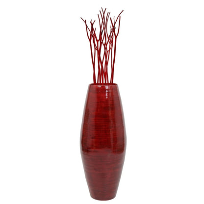 Uniquewise Tall Cylinder Bamboo Floor Vase Decorative Accent for Hotel Lobbies and Spa, Perfect Decor for Living Room or Hallway