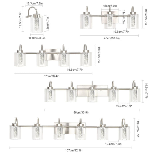 3/4/5/6 Light Brushed Nickel Bathroom Light Fixtures