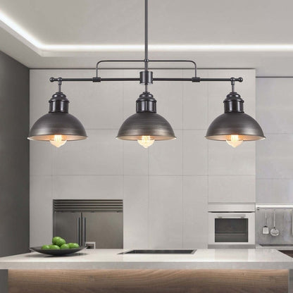 3-Light Farmhouse Retro Metal Linear Dome Pendant Light/Kitchen Island Lights