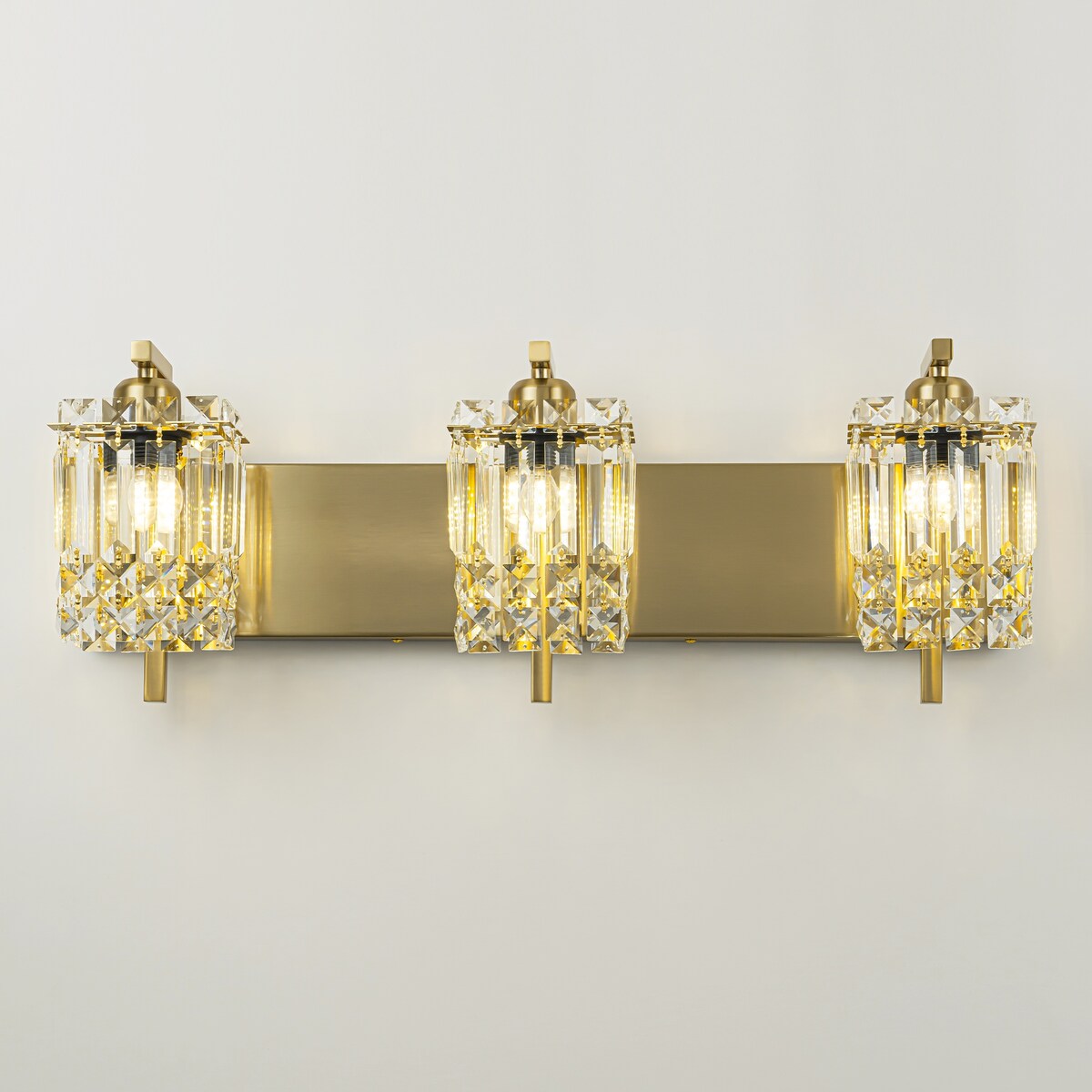 Applique murale en cristal à 3 lumières pour miroir de salle de bain moderne et glamour