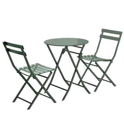 Ensemble bistro de patio 3 pièces avec table ronde pliable et chaises