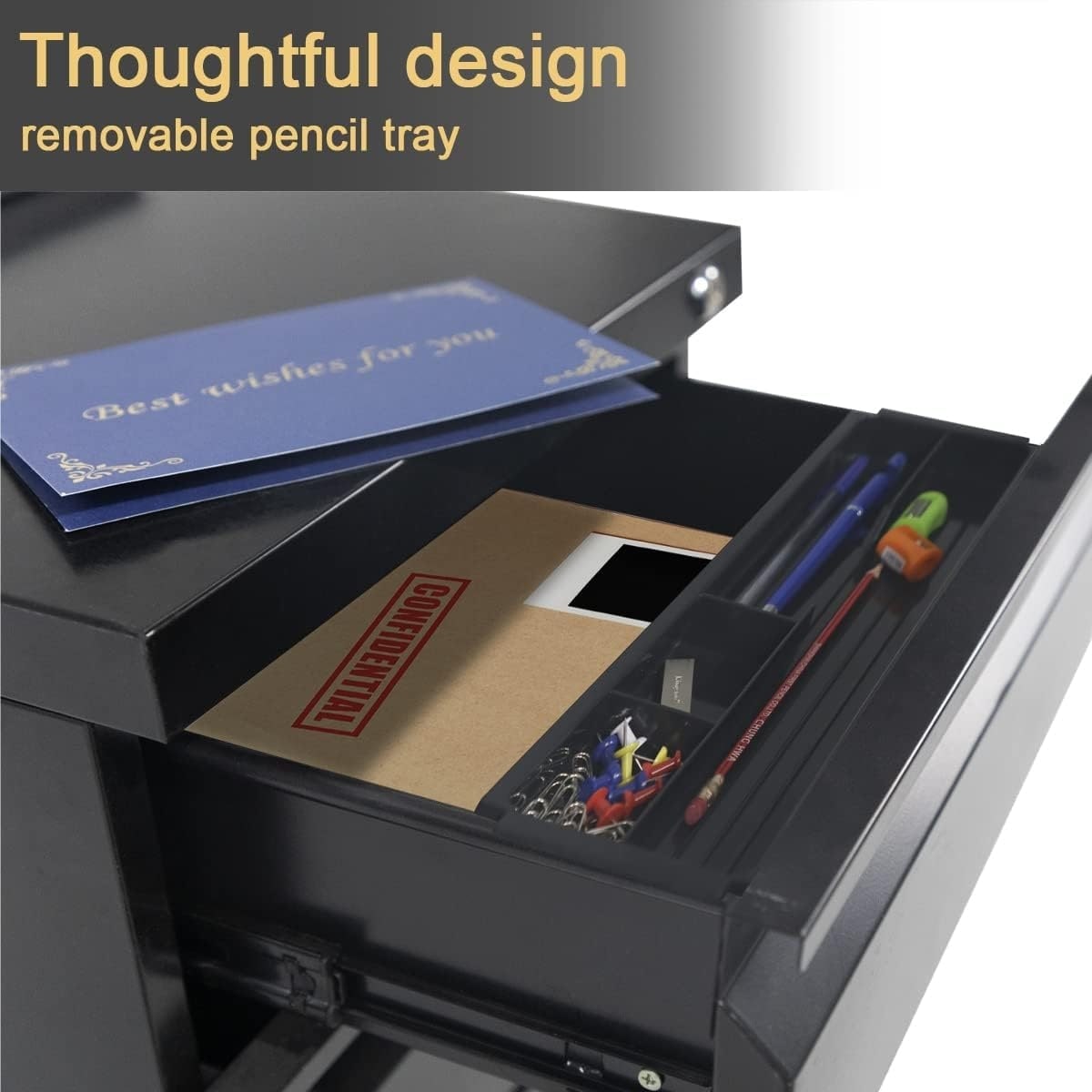 3 Drawer Metal Locking File Cabinet for Home Office, Rolling Cabinet Fully Assembled