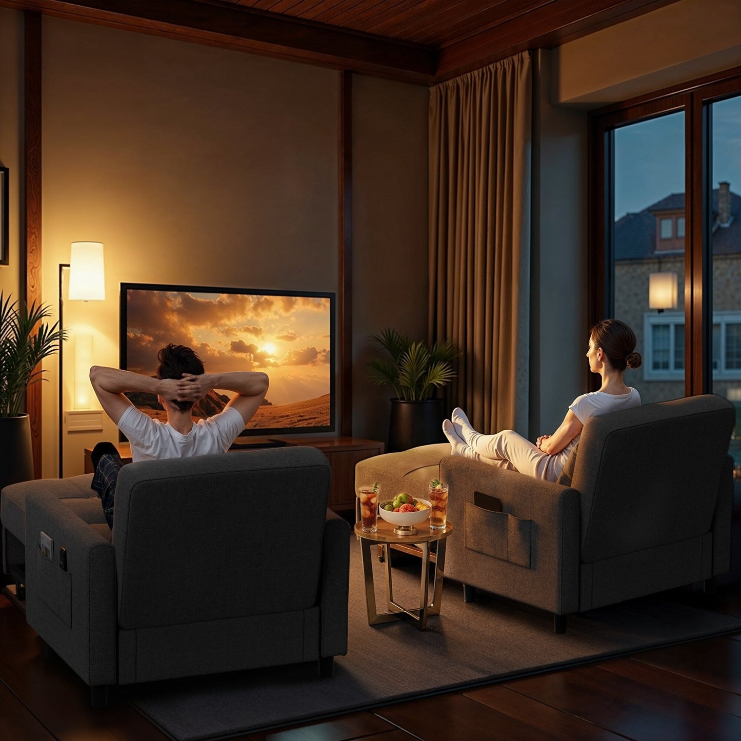 Canapé-lit gigogne 3 en 1, convertible, réglable, pliable et rembourré