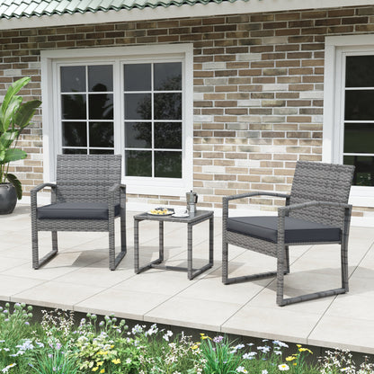3-pc. Outdoor Cushioned Wicker Chat Set