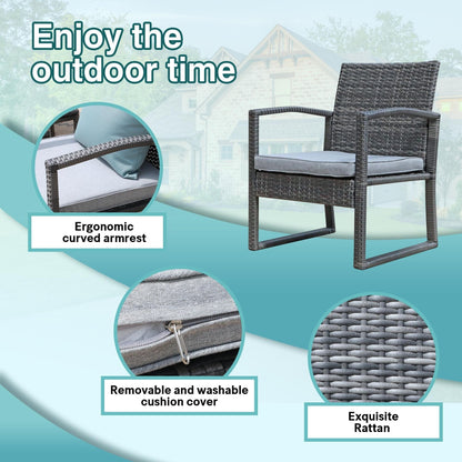 3-pc. Outdoor Cushioned Wicker Chat Set