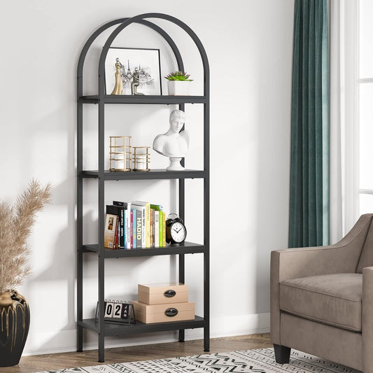 Open Bookshelf, Industrial Bookcase Storage Shelves with Metal Frame