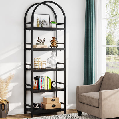 Open Bookshelf, Industrial Bookcase Storage Shelves with Metal Frame