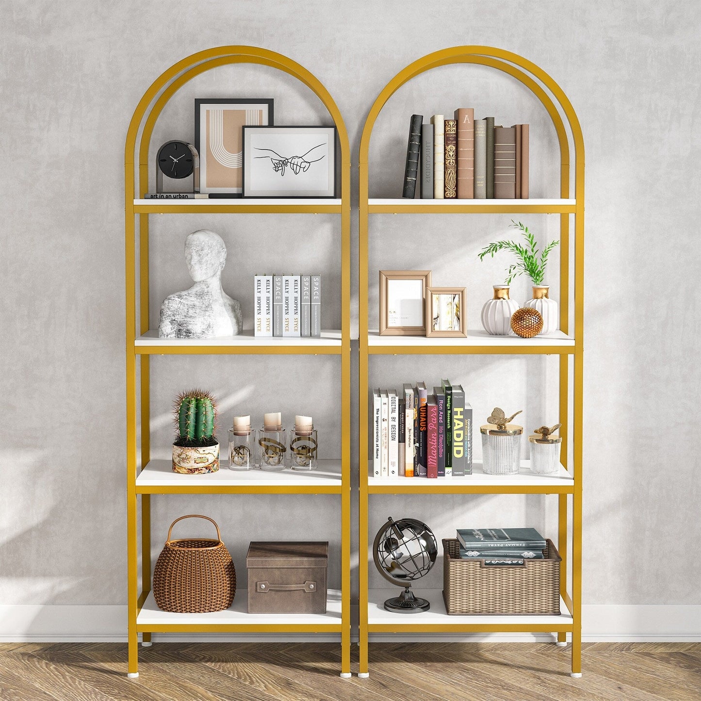 Open Bookshelf, Industrial Bookcase Storage Shelves with Metal Frame