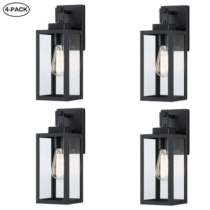 4-pack 1-Light Outdoor Wall Light with Matte Black Finish & Clear glass shade