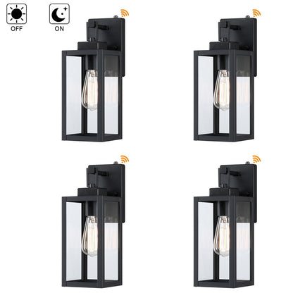 4-pack 1-Light Outdoor Wall Light with Matte Black Finish & Clear glass shade