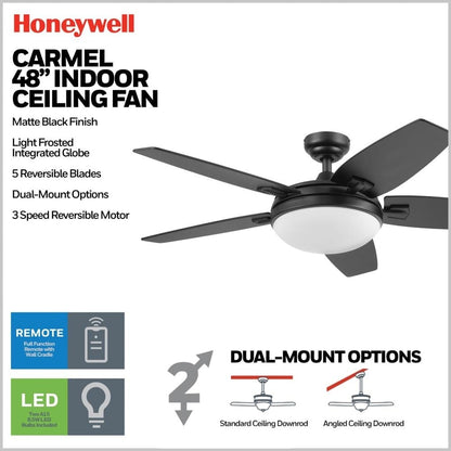 Ventilateur de plafond Honeywell Carmel 48 avec éclairage intégré et télécommande