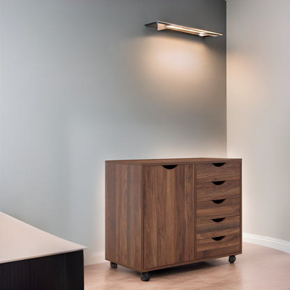 5-Drawer Wood Storage Dresser Cabinet with Wheels - Craft Organizer and Makeup Drawer Unit for Closet and Bedroom