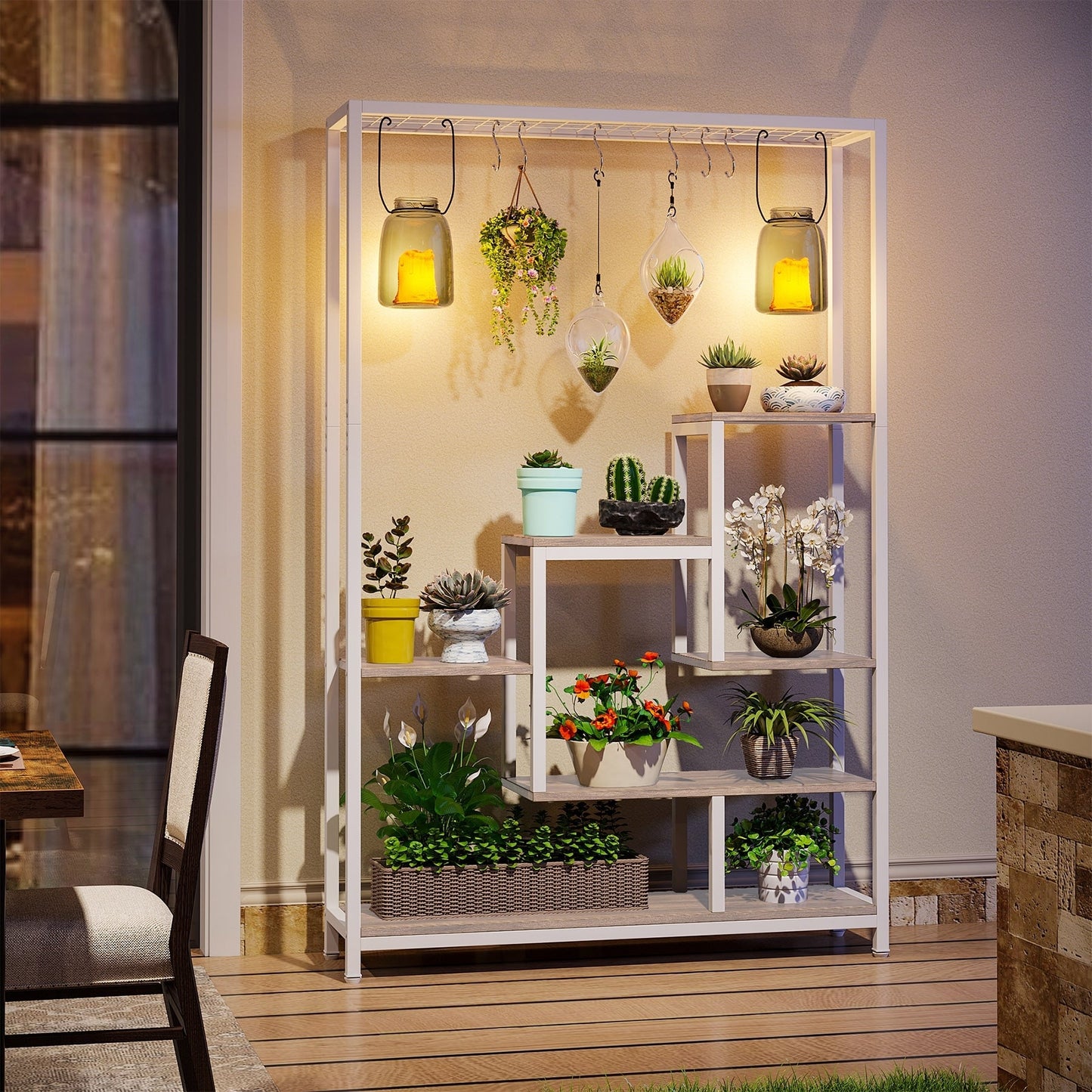 5-Tier Tall Indoor Plant Stand, 70.9 inches Plant Shelf with 10PC Hanging Hooks